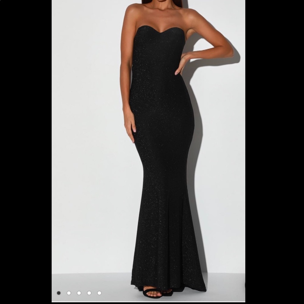 Black Metallic Strapless Mermaid Maxi Dress- NWT